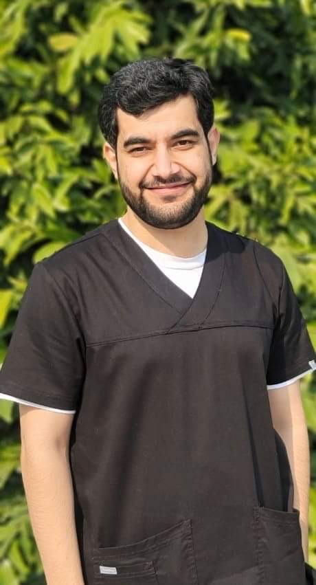 a man in a black shirt